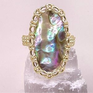 Kendra Scott gold Macramé Ellen cocktail ring with nude abalone